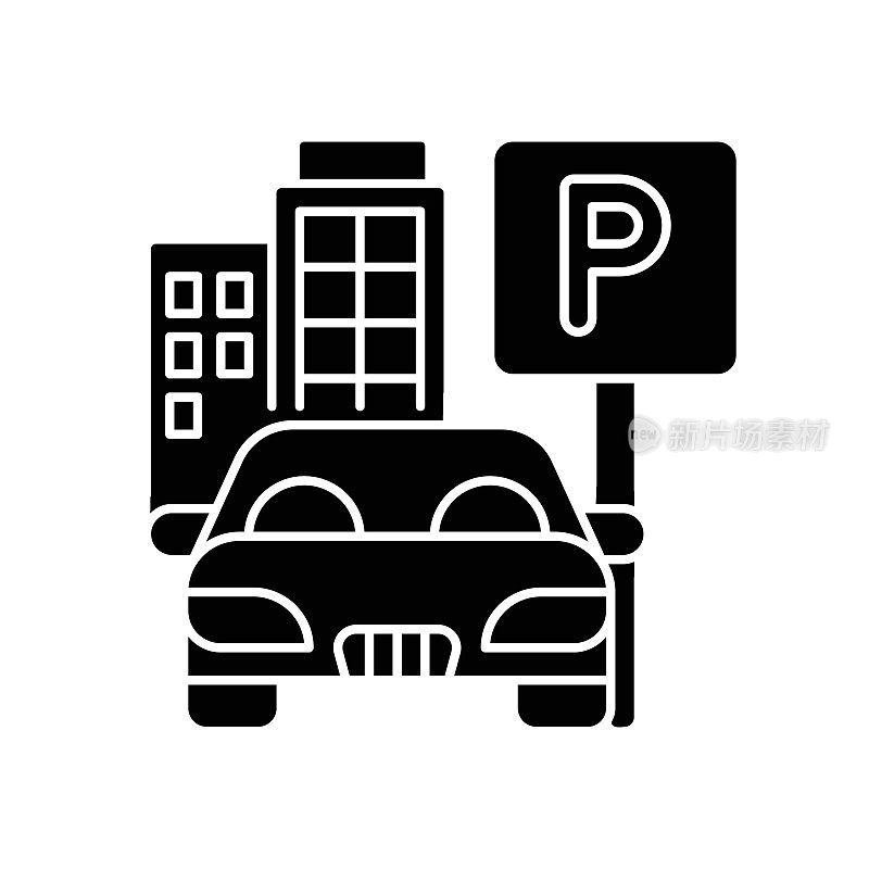 Parking spot black glyph icon